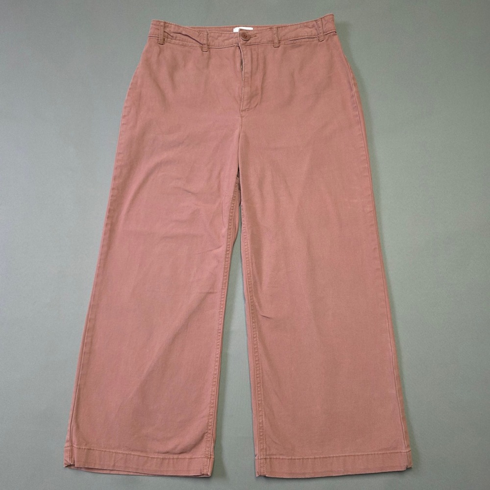 Old Navy Womens 8 Petite Pink Wide Leg High Rise Stretch Twill Pants